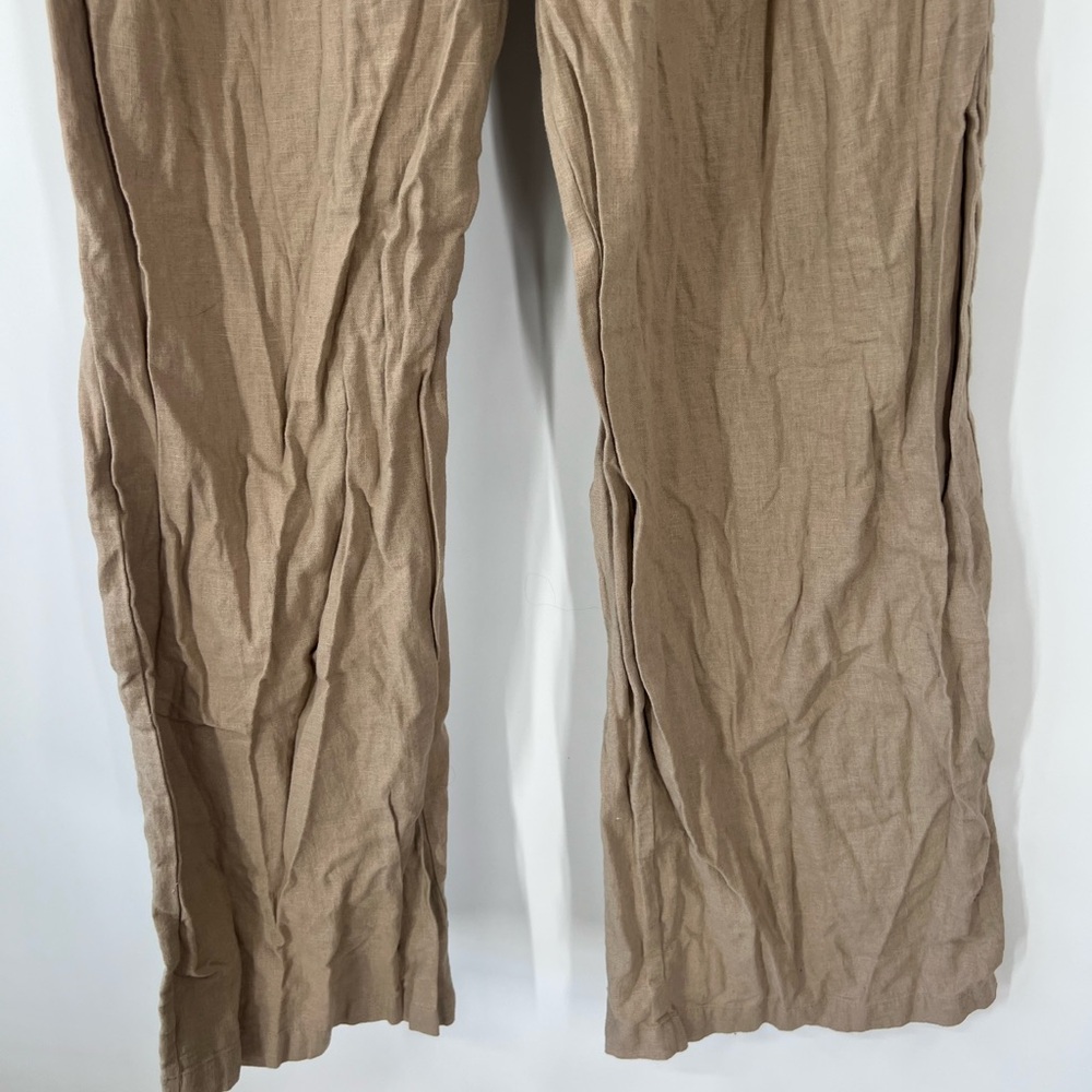 Abercrombie & Fitch Pleated Pull-On Wide Leg Pants Linen Blend LONG - Picture 3 of 7